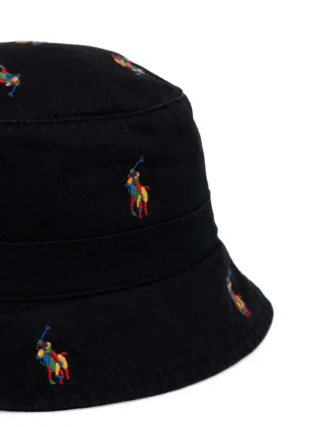 Siuvinėtos polo marškinėliai Polo Ralph Lauren kordinis velvetas su sagtimis juoda