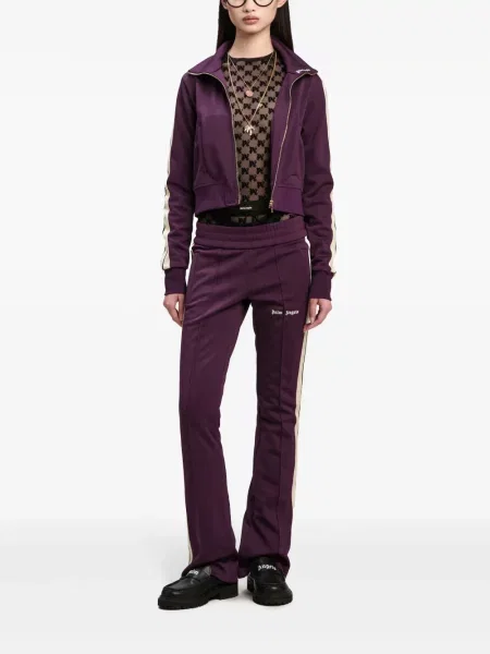 Siuvinėtas striukė Palm Angels apkarpytas violetinė
