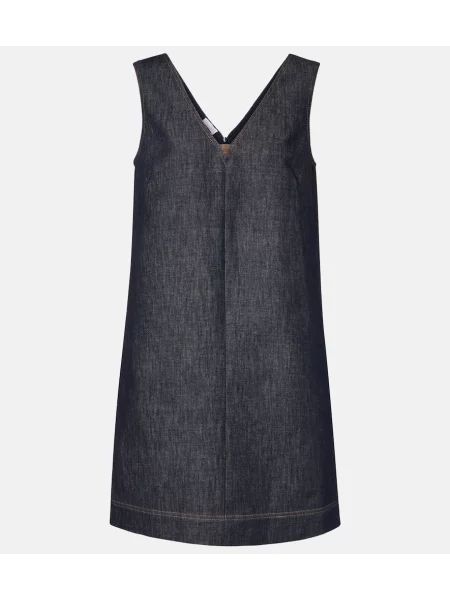 Rochie Brunello Cucinelli din țesătură twill albastru