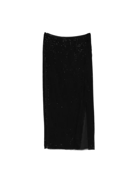 Spódnica midi Self-portrait do kolan z cyrkoniami czarna