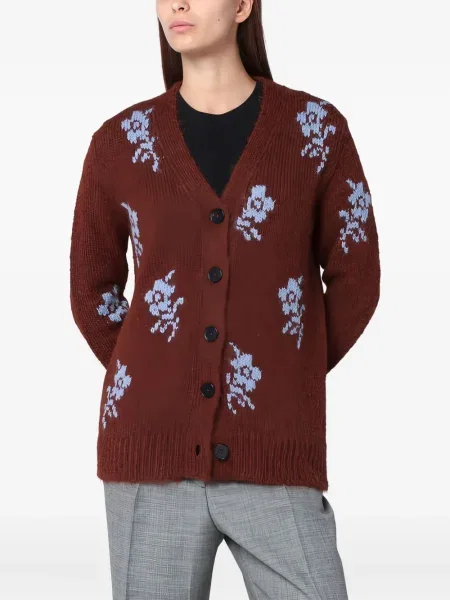 Cardigan Jil Sander cu model floral cu imagine maro