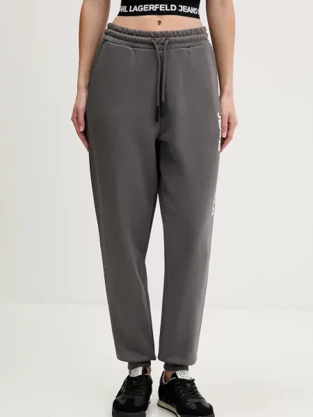 Karl Lagerfeld Jeans spodnie dresowe z nadrukiem szary