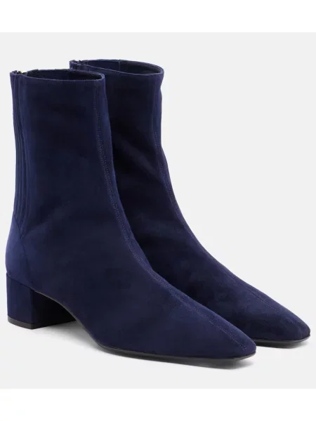 Cizme scurte Aquazzura din piele de căprioară albastru