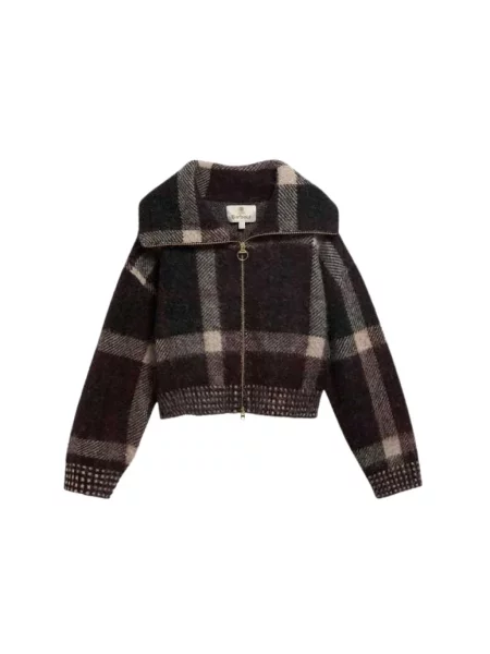 Krótki sweter Barbour wełniany brązowy