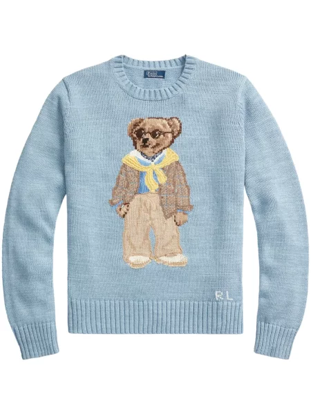 Φλοράλ παντελόνι Polo Ralph Lauren με κέντημα με λαιμόκοψη v μπλε