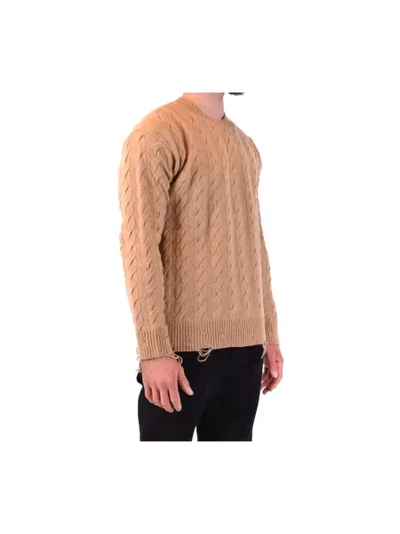 Sweter Laneus wełniany brązowy