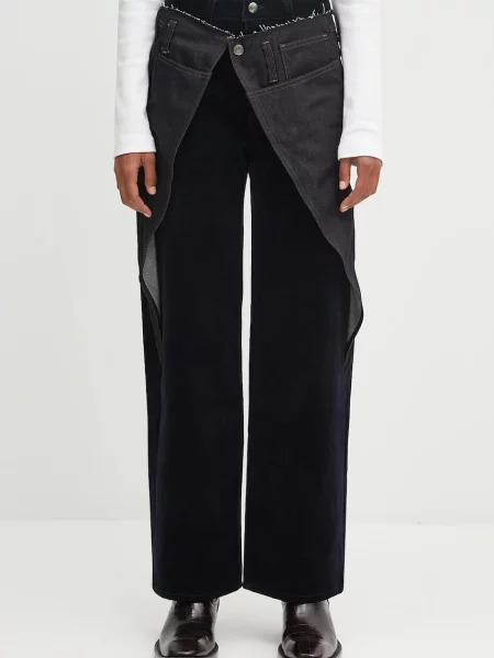 Andersson Bell spodnie Zoe Wrap szerokie high waist granatowy