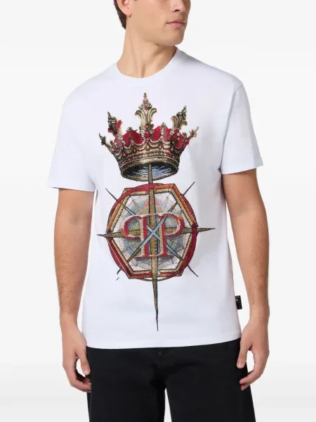 Tricou Philipp Plein cu imagine alb