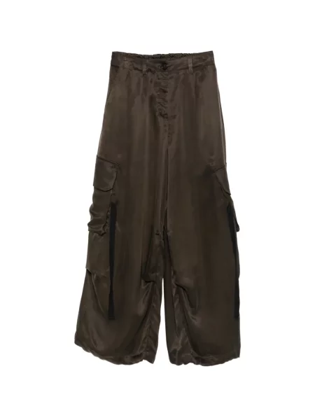 Pantaloni cargo Isabel Benenato din satin maro