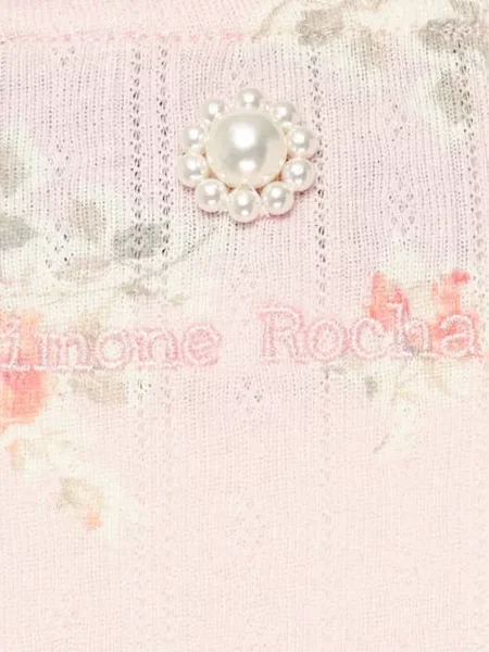 Φλοράλ πλεκτή ζακέτα Simone Rocha με σχέδιο ροζ