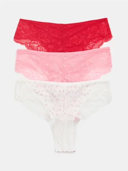 Мереживні труси-бразиліана 3 пари різнобарвний