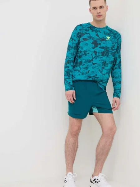 Majica z dolgimi rokavi za vadbo Under Armour Project Rock modra