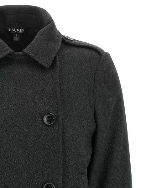 Μάλλινο παλτό Lauren Ralph Lauren διπλόκουμπα γκρι