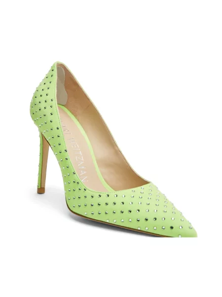 Czółenka Stuart Weitzman skórzana zielona