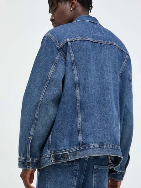 Džínová bunda Levi's přechodná oversize modrá