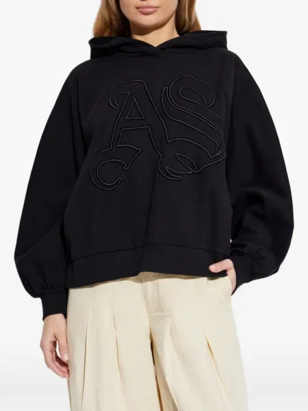 Суичър с качулка Allsaints бродиран черно
