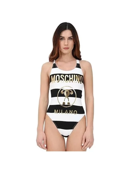 Stroj jednoczęściowy Moschino z logo czarny