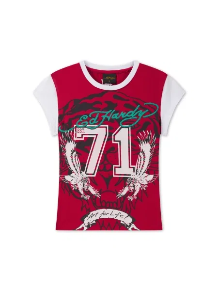 Ed Hardy Tricou Roaring Tiger albastru deschis / roșu / negru alb
