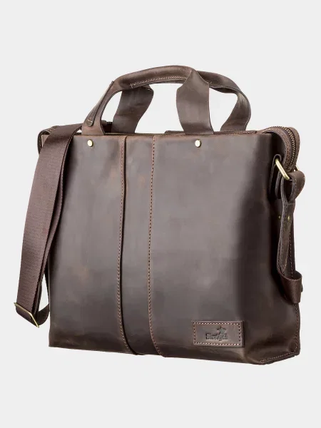 Кожаная сумка для ноутбука Shvigel коричневая