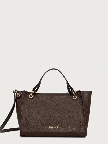 Geantă shopper Twinset din piele maro