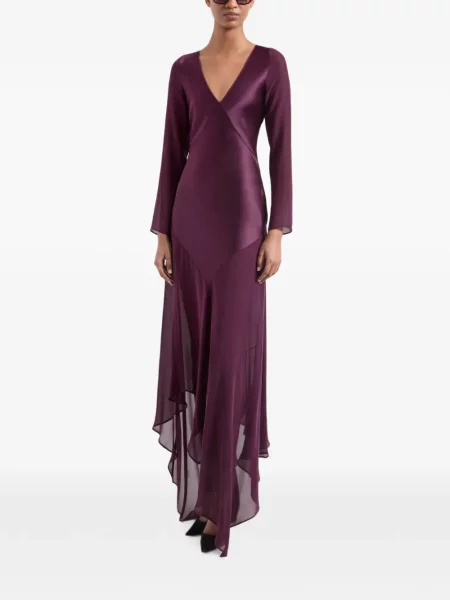 Lung rochie Nina Ricci cu funde asimetrică violet