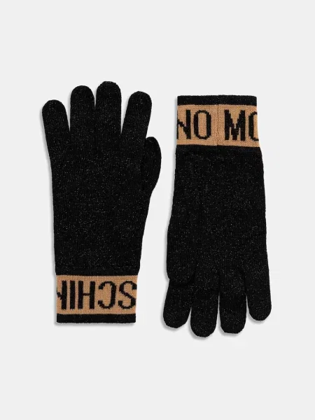 Рукавички з домішкою вовни Moschino чорний