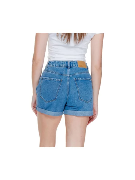 Szorty jeansowe Vero Moda w jednolitym kolorze niebieskie
