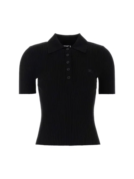 Dzianinowa koszulka polo Courreges czarna