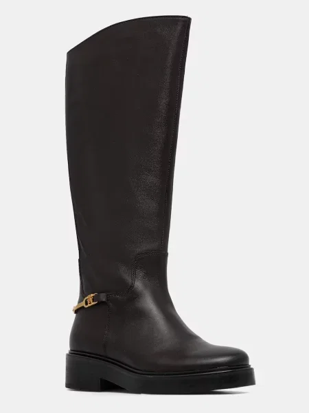 Tommy Hilfiger cizme de piele TH HORSEBIT RIDING LONG BOOT maro