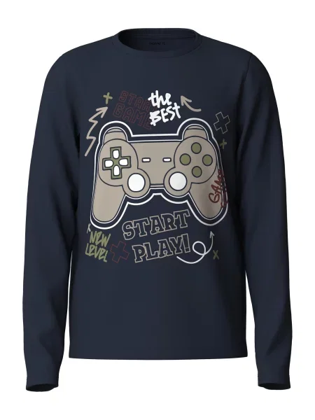 NAME IT Tricou NKMVUX albastru închis / grej / verde deschis alb