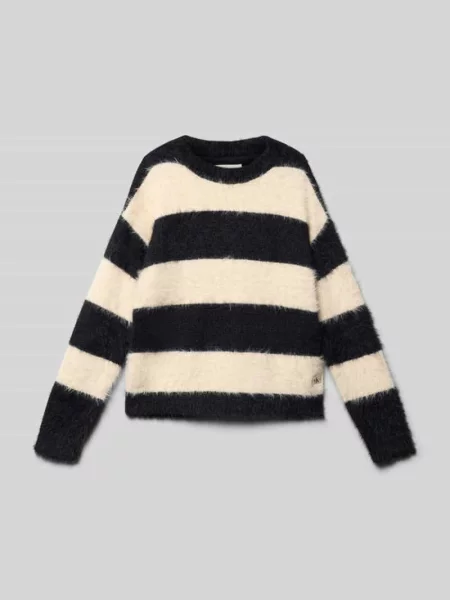 Sweter z dzianiny z okrągłym dekoltem Calvin Klein Jeans czarny