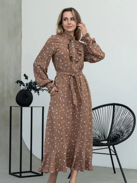 Сукня максі RiMari світло-коричневий текстиль коричнева
