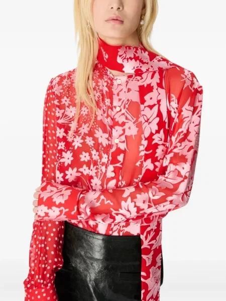 Bluză Marine Serre cu model floral cu imagine roșu