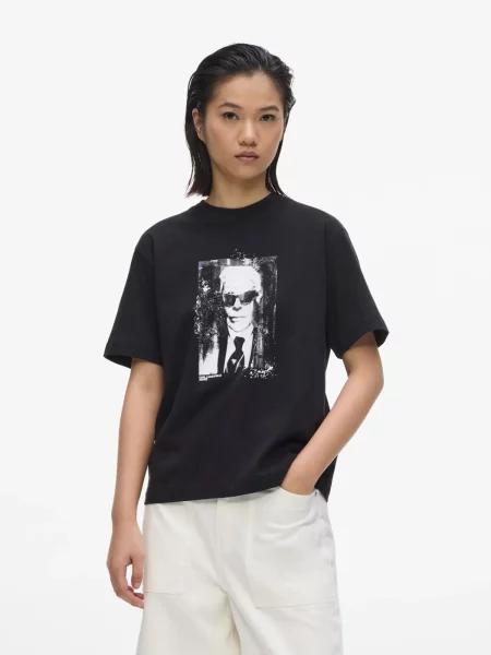 KARL LAGERFELD JEANS Tričko sivá / čierna biela
