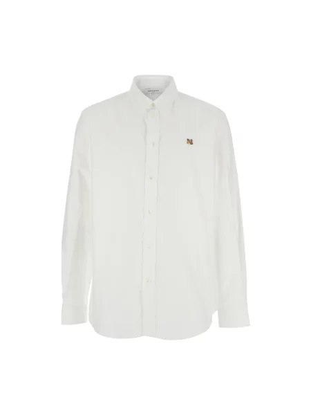 Haftowana koszula Maison Kitsune popelinowa casual biała