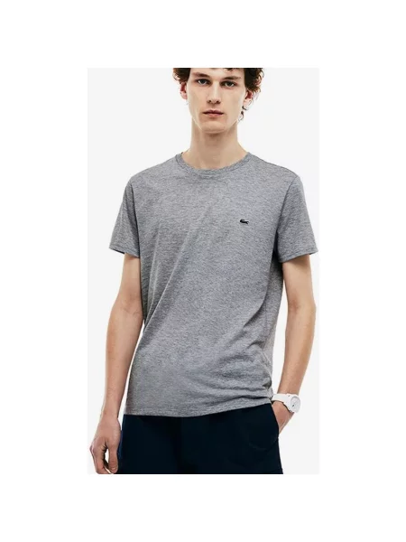 Jasnoszary t-shirt z krótkim rękawem Lacoste Pima XS szara
