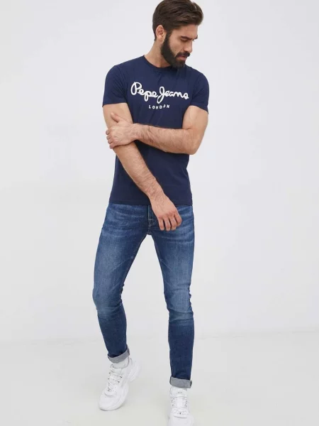 Pepe Jeans Tričko Original Tmavomodrá biela
