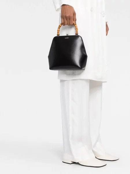 Top Jil Sander din piele negru
