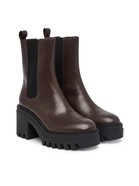 Škornji Calvin Klein Chunky Heeled Chelsea Lth Temno rjava