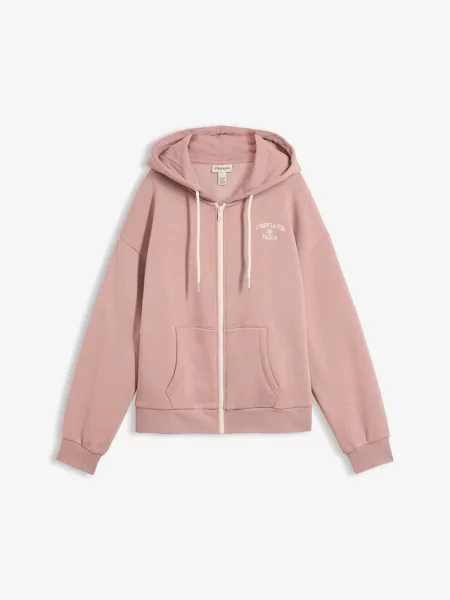 Bluza rozpinana z kapturem z mieszanki bawełny organicznej różowa