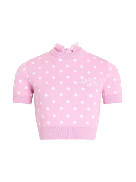 Dzianinowy sweter Patou w grochy różowy