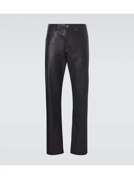 Pantaloni Versace din piele negru