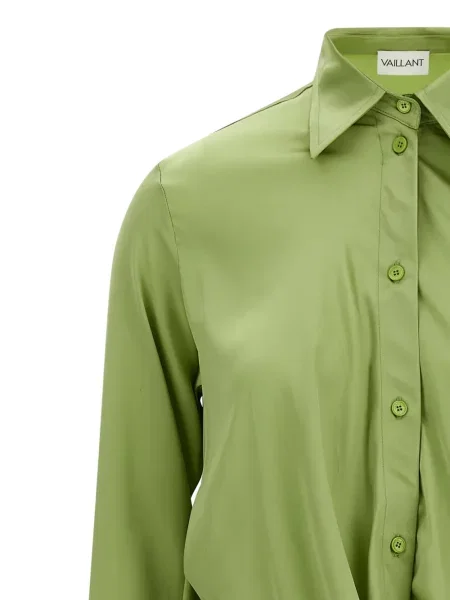 Rochie tip cămașă Vaillant Studio asimetrică drapată de costum verde
