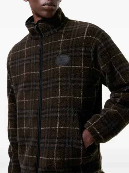 Geacă Burberry de lână în carouri maro