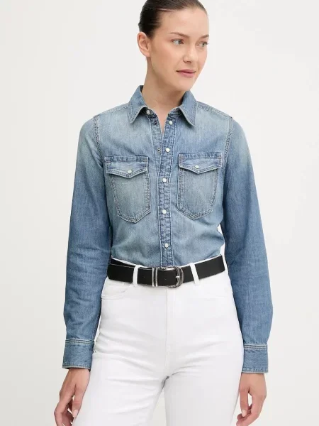 G-Star koszula jeansowa slim z kołnierzykiem klasycznym niebieski