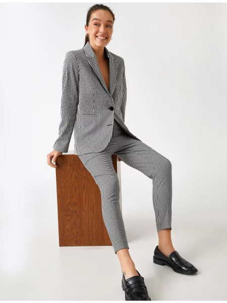 Skinny spodnie Koton w kratę szare