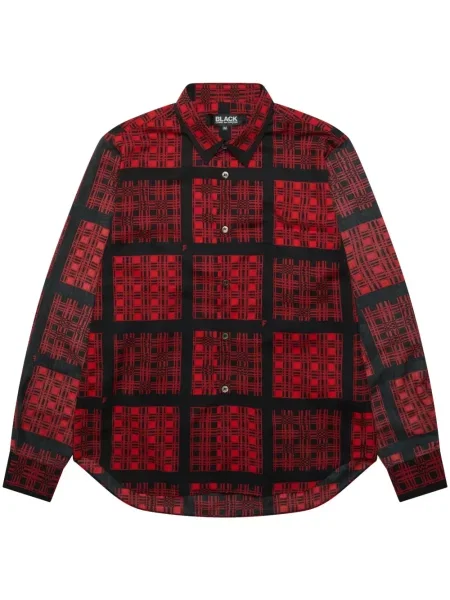 Cămașă Black Comme Des Garçons în carouri cu imagine lungă negru