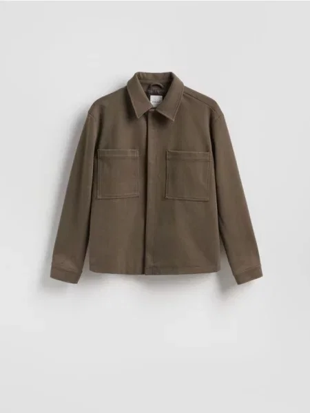 Reserved Jachetă shacket maro-închis maro