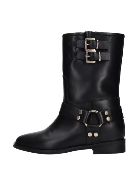 Buty do kostki Gisel Moire skórzane czarne