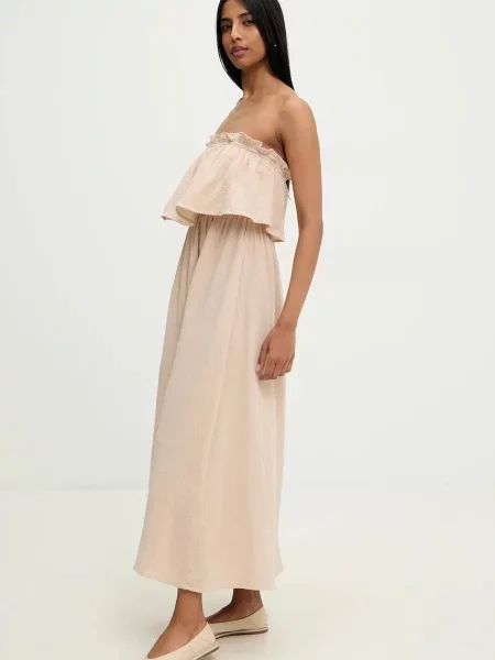 Answear Lab sukienka mini rozkloszowana beżowy